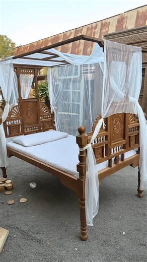 Collectible Vintage on Instagram: "Bring home the charm of the British Colonial Era 🇬🇧 — this Antique Teak Wood Queen size Four-Poster Bed embodies timeless craftsmanship and royal grace. Hand-carved from original aged teak, every spindle and panel reflects old-world artistry from India’s heritage workshops. The smooth polish, intricate motifs, and canopy frame tell stories of a bygone luxury once cherished by nobles and estates. 🌿 Perfect for vintage interiors, heritage 