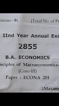 BA Economics (ECONA 201( Principles of macroeconomics - I) HPU 2024 Question Paper// #himquery