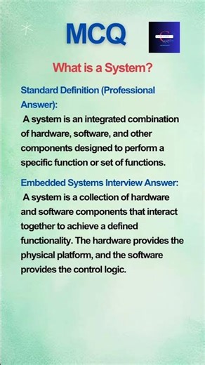 🔥 What is a System? 🔥| #embeddedc #embeddedsystems #viralvideo #trending #trend #video #viral #mcq