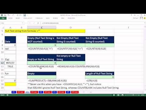 Excel Magic Trick 972: Empty Cell or Null Text String in Formulas: Counting Formulas