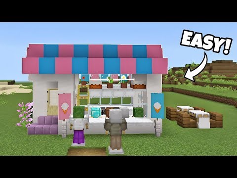 ⛏️ Minecraft: EASY To Build A Tiny Ice Cream Shop 🍦(Tutorials)