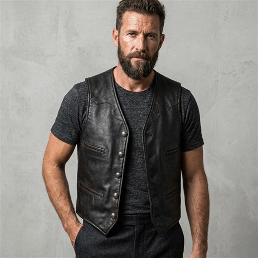 Men 90s Vintage Black Leather Vest, Men's Handmade Motorcycle Waistcoat-classic Western Rider Vests, Gift-for-him - Etsy