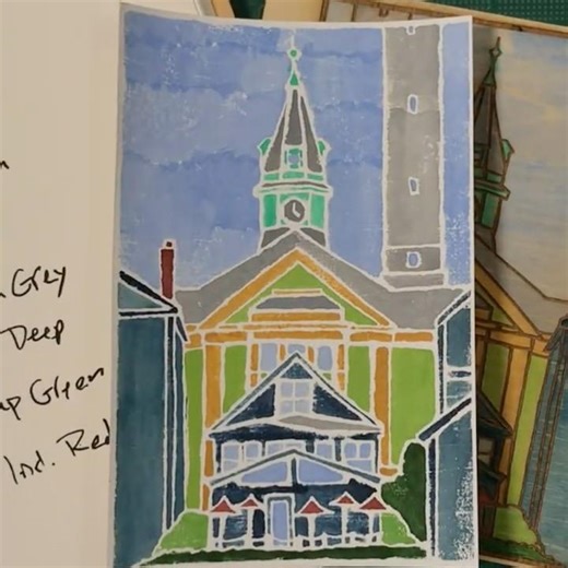 Painting a Historic Building on Wood – The Traditional Way #printmaking #artist #painting