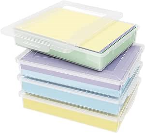 Lifewit 4 Pack Paper Organizer Storage, Multi-Purpose Plastic File Box with Latching Lids, Containers for A4, 8.5" x 11" Letter, Scrapbook, Document, Magazine, Art Supplies, Clear