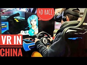 Gaming with a VR 4D Racing simulator in China