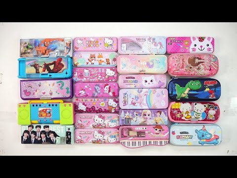 best unicorn stationery collection 😁 geometry,hello kitty,pencil box,sharpener,eraser,pouch
