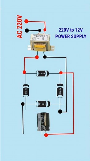 220V AC to 12V DC Converter Using Transformer, Diode & Capacior | Electronics Short