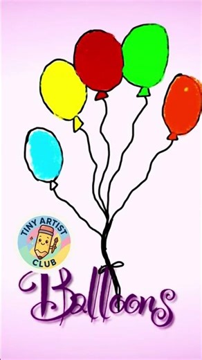 easy balloons drawing #balloons #artvideo #kidsdrawing #cutedrawing #kidsart #easyandfun