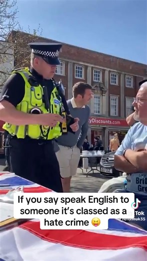 32K views · 660 reactions | WHAT'S GOING ON??? British police warn an elderly man that it could be a "hate crime" because he asked someone to speak in English in England. SHARE - Let the world see that the stasi is back @PeterSweden7 | Linda Traitz | Facebook