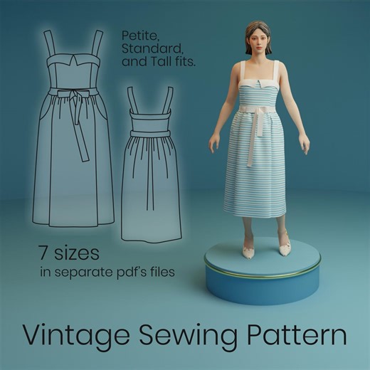 Vintage Dress Sewing Pattern (PDF Download). Tulip Dress, 1977 Original Design. NO AI - Etsy