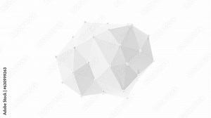 Abstract network of white triangles connected by circles on white background. Animation Seamless loop and green screen. 3d render.