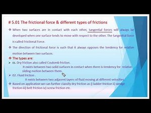 What is frictional force and what are different types of friction? - EM5.01 EM in Tamil