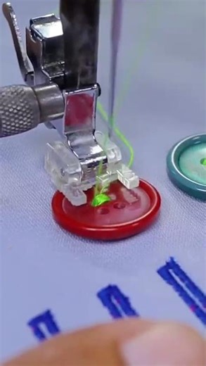 example of attaching a button with a sewing machine #shortvideo