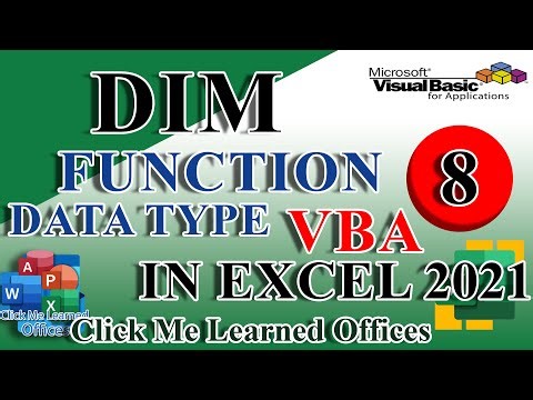 #08-Dim Function Beginner in Excel 2021 | Clickmelearnedoffices