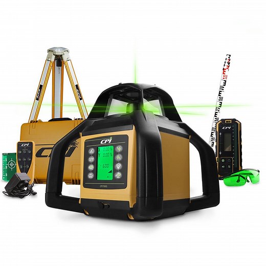 CPI CPI700G-KIT Industrial Green Beam Digital Dual Grade Laser With Staff & Tripod Kit