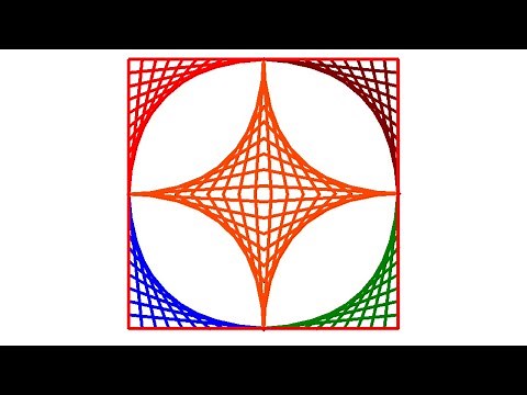 How to create parabolic curves using straight lines | Straight lines drawing | Free Template