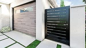 Universal Aluminum Gate (Side Gate/Yard Gate) Los Angeles Style - DIY Kit Easy to Install, Made with Durable Powder-Coated Aluminum That Combats Rust, Fading, and Corrosion. (Black, 4' x 5')