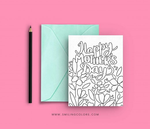 Free Mothers Day Card To Color Pdf - Smiling Colors