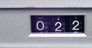 Vintage Counter with Numbers Rotates on the Tape Recorder