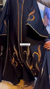 ✨ Bareera Abaya • saudi nidaa fabric • original DMC crystals embellishment in palm tree pattern • matching hijab with crystal embellishment • fitting adjustable belt • front open style • crystal work is on front and back both • Inbox for price and order | Al-Haya Dream Abayas