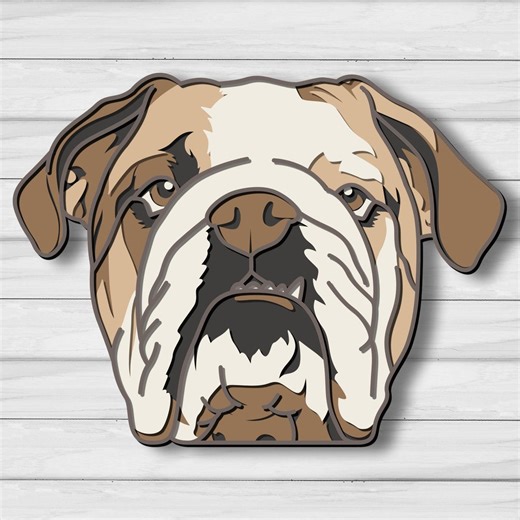 Bulldog Head Multilayer SVG, Laser Cut File, Paper Cut, CNC, 3D Mandala Plywood Design - Etsy