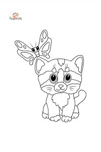 Kitten and Butterfly coloring page ♥ Online and Print for Free!