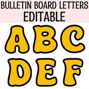 Printable Yellow Bulletin Board Letters Wall Display, Large Alphabet Letters