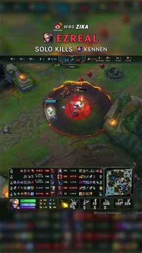 (WBG Zika) Ezreal SOLO KILLS Kennen | KR Master Patch 26.13 #shorts