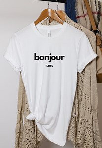Bonjour Paris T-shirt, Gift for Paris Lover, Parisian Gift, Paris Wedding, Gift for Paris Trip, Paris Engagement Shirt, Emily in Paris Gift - Etsy