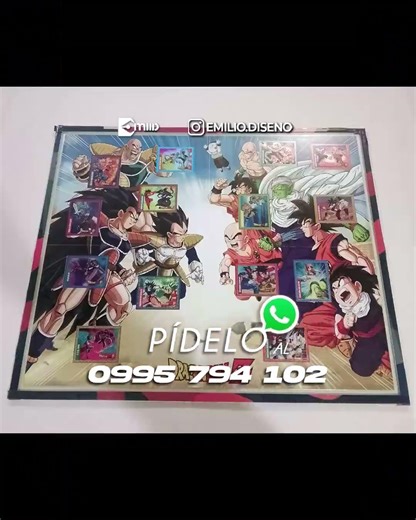 cuadro doble vidrio dragon ball z del album de personajes enmarcado