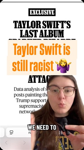 Jane on Instagram: "We need to spend more time thinking about how bots are spreading state sponsored right wing propaganda and less time scraping the bottom of the statistical barrel to cover ￼this white woman’s butt. @rollingstone @taylorswift #taylorswift #swiftie #swifties #race #contentcreator #rollingstone #taylor #swift #fake #research"