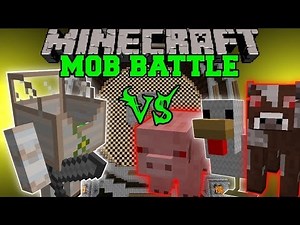 MECHA GOLEM VS MUTANT COW, MUTANT SHEEP, MUTANT PIG, & MUTANT CHICKEN - Minecraft Mob Battles - Mods