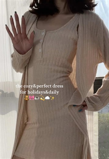 sooo cute and soft😌😌 #dress #dressset #knitted #dressinspo #cozyathome