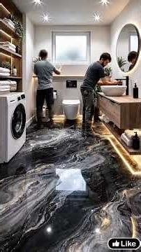 Modern Bathroom Transformation | Epoxy Floor Renovation Timelapse