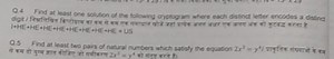 Q. 4 Find at least one solution of the following cryptogram whe... | Filo