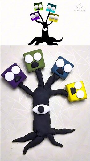 I made Sprunki OC Blockie Cubie Woodie and Squarie phase 2 #sprunkioc #diy ​⁠​⁠#clay #clayart