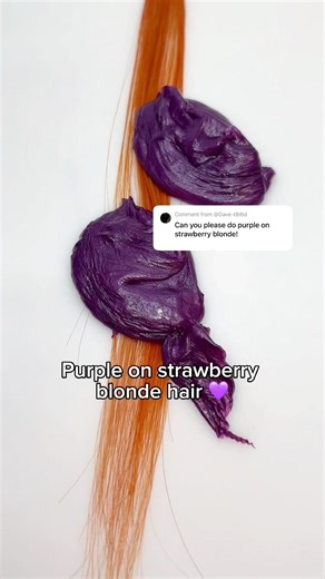 Pallure’s Royal Purple color mask on strawberry blonde hair 💜