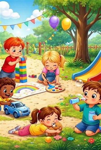 playing kids a garden