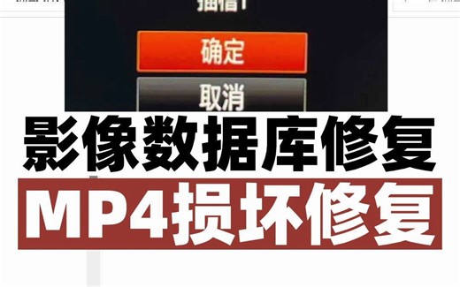 影像数据库文件错误。要修复吗？修复后MP4无法打开，无法播放。