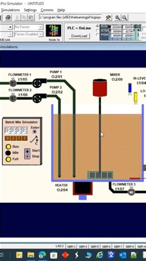 (Part c): Automatic Batch Mixing Tank with PLC Ladder Logic Programming