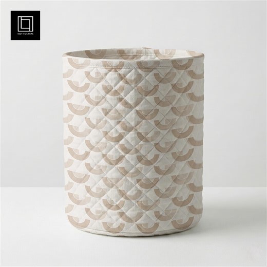 Cylindrical Quilted Storage Basket Mockup | Editable Digital Template | Laundry Bin Organizer Display PSD PNG for Photoshop and Canva - Etsy