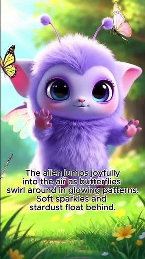 💜🛸 Cute Purple Alien Plays With Butterflies | Adorable Animation