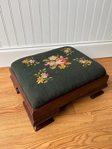 Antique Footstool Circa 1880s Hand Needlepoint Floral Tapestry   Carved Wood Footstool Ottoman - Etsy