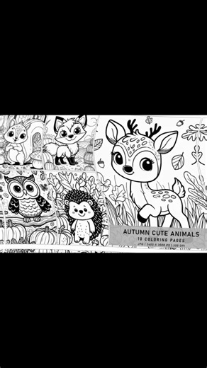 ColoringFunll on Instagram: "Autumn Cute Animals Coloring Pages | Fall Woodland Animals Printable | Kids Coloring Sheets | Instant Download PDF PNG JPG | 10 Pages @etsyde"