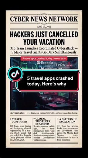 313 Team just took down Expedia, Vrbo, Hotels.com, Travelocity & Orbitz — ALL AT ONCE. This is what a cyberwar looks like in 2026. 👇 Save your booking screenshots.