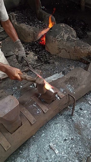 meat chopping knife handle manufacturing process #blacksmithing #traditional #handmade