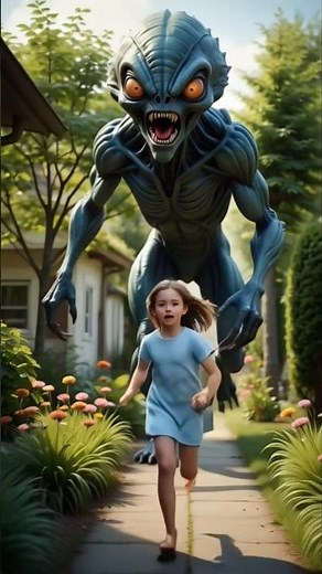 Girl's Terrifying Encounter with a Giant Alien Monster in the Backyard!" 😭😭