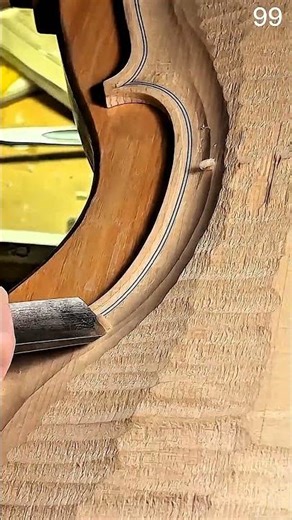 Chisel Carving Purfling Channel on Violin Body Precision Craft #shorts