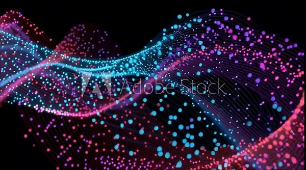 Motion of Electric particle ribbons snapping across void - cinematic looping motion