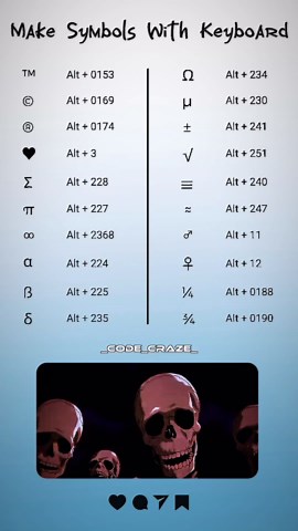 CodeCraze on Instagram: "Master the Art of Making Symbols with Your Keyboard!💻✨ Ever wondered how to create unique symbols with your keyboard? With a few simple tricks, you can enhance your text and make your content stand out. Here's how to become a pro at typing symbols: **Alt Codes:** Hold down the "Alt" key and type a specific numeric code on your numeric keypad. Release the "Alt" key, and voila! You've created a symbol. Each number combination produces a different symbol, so experiment wit